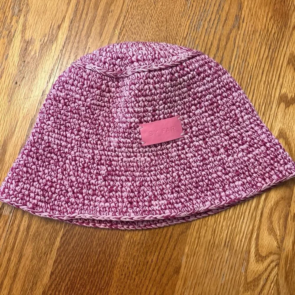 By Far Robbie Bucket Hat Pink Lipstick Cotton Melange One Size